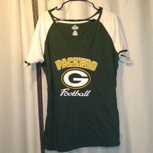 Woman's Green Bay Packers V-Neck Football T-Shirt